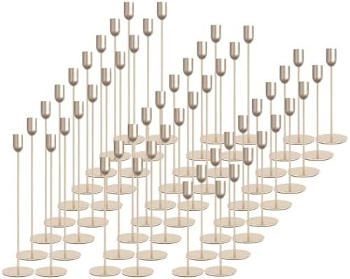 54 Pcs Glod Candle Holders Set,Vintage Taper & Pillar Candle Sticks for Wedding,Dining Table, Fireplace Mantel, Elegant Home Decor, Housewarming Gift, Festive Centerpiece by KDJFIIH