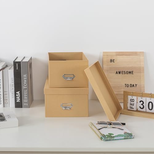 Soul & Lane - Kraft Stacking Storage Boxes with Label Holders, Set of 2 - Image 4
