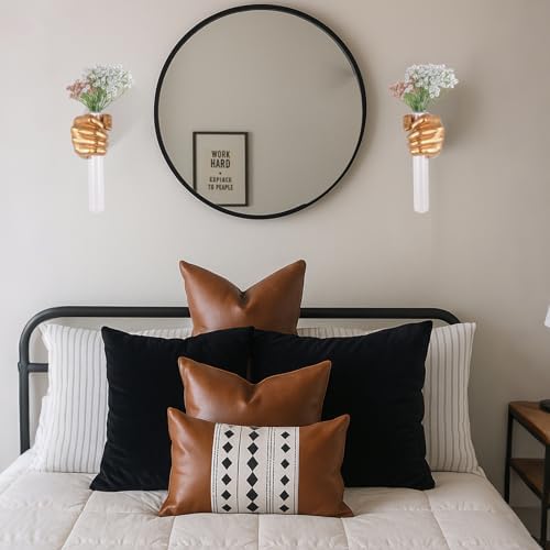 2 Pieces Wall Sculptures, Hands Vase Home Decor, Wall Mount Art Sculpture, Unique Wall Art Statue, Funky Flower Vase Decorations, Modern Eclectic Hanging Decor,Hands Statue (Gold) - Image 6
