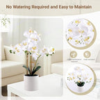 Fake Orchid Plant 23" Tall, Realistic Touch Leaves, Potted Phalaenopsis Artificial Plants Indoor for Home Decor Small Office Home Living Room-White - Image 4