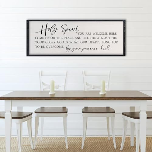 comurdyo Holy Spirit You are Welcome Here Wall Decor Art, 32x12 Inch Black by comurdyo