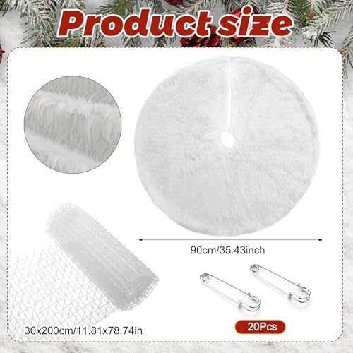 Christmas Cat Proof Tree Skirt Kit with Soft White Tree Skirt, Prickle Mat - Image 2