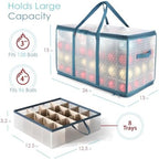 Hearth & Harbor Large Christmas Ornament Storage Box With Adjustable Dividers - Plastic Ornament Storage Container For 128 Holiday Ornaments or Decorations - Image 4