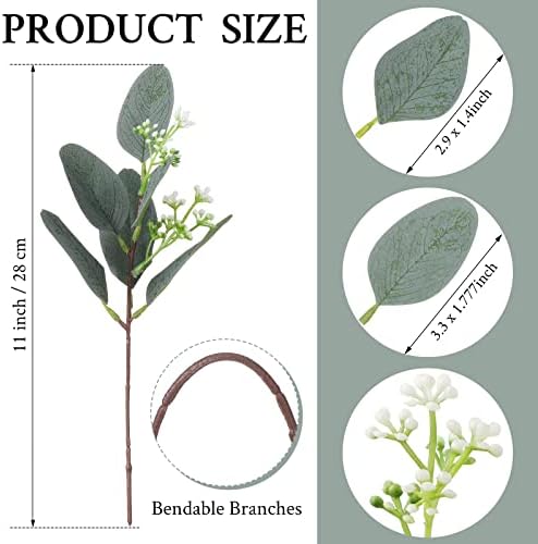 Janinka 60 Pcs Artificial Seeded Eucalyptus Stems Mixed Greenery - Image 2