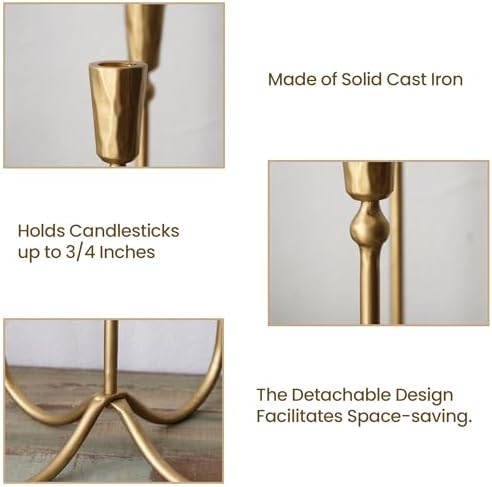 Large Iron Candelabra Centerpieces for Tables, 5 Arm Taper Candle Holders - Image 4