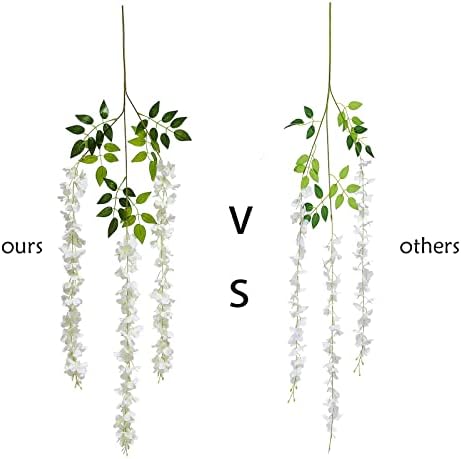 Duovlo 12 Piece Artificial Silk Wisteria Vine 3.6 Feet Ratta Hanging Flower Garland String Home Party Wedding Decor (New Rose Red) - Image 3