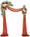 Artificial Wedding Arch Flowers Kit(Pack of 3),2Pcs Artificial Flower Arch Decor,1Pcs Sheer Drape for Wedding Ceremony Arbor for WeddingCeremony (Sunset Orange) by WEIERYUE