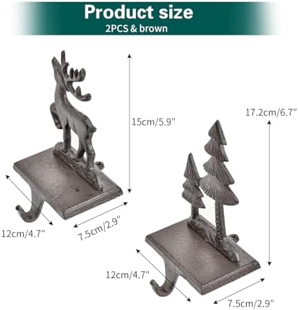 Sungmor Cast Iron Christmas Stocking Holders, 2 Pack Tree & Reindeer Design - Image 6