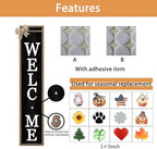 Interchangeable Welcome Sign 12 Pcs Replaceable Icons 45"X9" Wood Black - Image 4