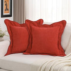 FUTEI Pack of 2 Chenille Throw Pillow Covers 20x20 Inch, Red by FUTEI