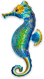 John's Studio Seahorse Sea Wall Decor Outdoor Metal Garden Hanging Art Glass Sculptures Home Ocean Theme Decorations for Kitchen Bathroom and Pool by JohnsStudio