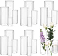Fixwal 24pcs Clear Glass Cylinder Vases, 4, 6, 8, 10 Inch Tall by Fixwal