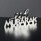 iwa concept | Wooden Acrylic Islamic Tabletop Decors | Ramadan Kareem and Eid Mubarak Decoration | Muslim Gifts | (Eid Mubarak-6, Silver) - Image 4
