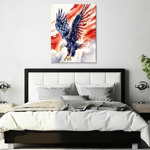 HomeifHue July 4th Patriotic Canvas Wall Art 4th of July USA Decorations American Flag Painting Picture Eagle Pictures for Wall Decor Independence Day Home Decor（F7 16x24in） - Image 5