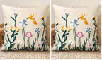Embroidered Throw Pillow Cover 18x18 Inch - Spring Summer Boho Decorative Pillow Cover with Zipper for Living Room Couch Sofa Bed Aesthetic Design Flower Bird Cushion Pillowcase (Pack of 2) by Kokaaee