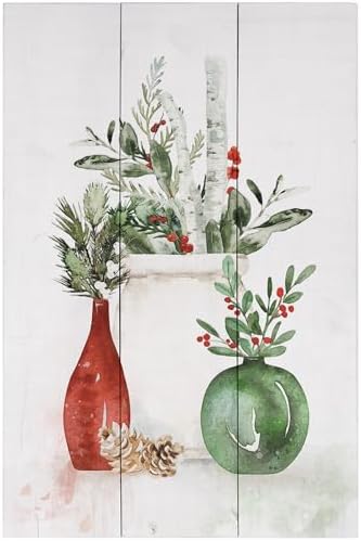 Simply Said, INC Rustic Pallets Christmas Decor, Christmas Greenery Pots Watercolor, 16 x 10.5 inch Wood Sign, Made in USA, RUS1541 by SimplySaidINC