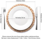 YANGQIHOME 6 Pack, Round Woven Placemats, Natural Water Hyacinth Wicker Place mats, Braided Straw Table Mats, Charger Plates for Dining Table, Fall, Thanksgiving, Christmas (11.8 inch) - Image 6