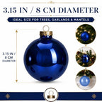 Seenelling 12 Pcs Christmas Glass Ball Ornaments 3.15 Inch, Navy Blue - Image 3