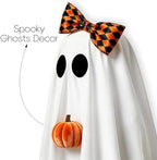 Halloween Decorations Indoor, 2 Pack Lighted Ghost Decor with Broom Pumpkin - Image 3