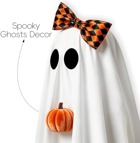 Halloween Decorations Indoor, 2 Pack Lighted Ghost Decor with Broom Pumpkin - Image 3