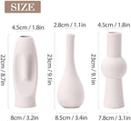 Ceramic Vase Set of 3 White Home Decor Modern Farmhouse Style Living Room Ornament Dining Table Room Pottery Small Vases for Dried Flowers - Image 3
