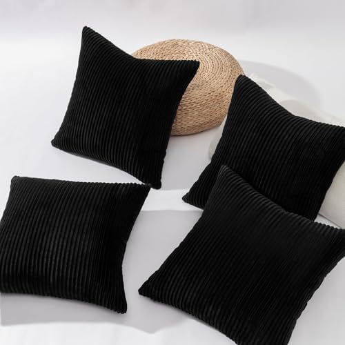 Topfinel Decorative 20x20 inch Black Throw Pillow Covers Cushion Cases, Set of 4 Soft Velvet Modern Double-Sided Designs, Mix and Match for Home Decor, Pillow Inserts Not Included - Image 4