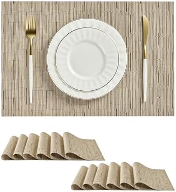 Leetaltree Light Brown Placemats Set of 24 - Heat Resistant Woven Vinyl by Leetaltree-ArtatEveryTable