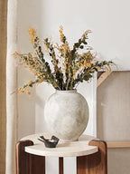 Large White Ceramic Vase - 9.8 Inch Rustic Farmhouse Flower Vase for Home Decor, Minimalist Tall Vases for Living Room, Table, Bathroom, Holiday & Weddings (Sandstone Yellow) - Image 2