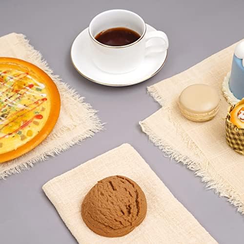 Pesonlook 60 Pcs Beige Cotton Linen Napkins with Fringe, 16x16 Inches - Image 5