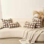 Boho Throw Pillow Covers 18x18, Brown White Abstract Grid Pillowcases, Decorative Pillows Cushion Cases for Sofa Bed Living Room - Image 5