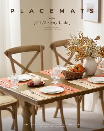 Leetaltree Woven Vinyl Fall Placemats Set of 24, Gradient Burnt Orange - Image 2