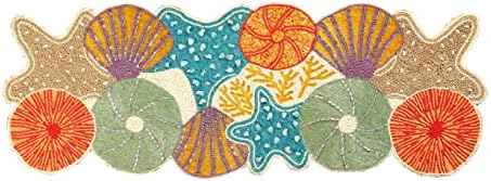 Lightnpro Seashell Hand Beaded Needlework Decorative Orange Blue Table Runner for Christmas Easter Fall Harvest Halloween Thanksgiving - A Beautiful Complement to Your Table Décor - 13x36 Inch - Image 2