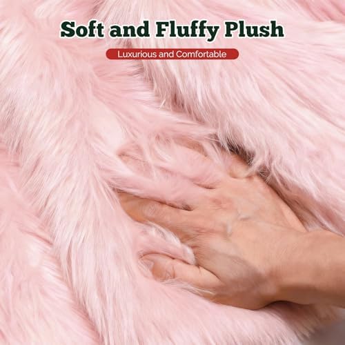 iMucci 30inch Christmas Tree Skirt Wool Fur Pink Tree Skirt Small Tree Skirts Pink Trees Skirt Holiday Party Decoration - Image 3
