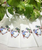 Embroidered Children Play with Snow Design Cloth Napkins Set of 6, 17"x17" Hemstitch Table Napkins Dinner Napkin Machine Washable for Dining Room, Daily & Holidays, Events, Great Present Ideas - Image 7