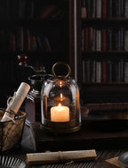 7.5" High Versatile Modern Metal Hurricane Lantern with Handmade Sturdy Glass Dome in Vintage Brass for 2" Pillar Candle & Plants, Industrial, Farmhouse, Shabby Chic (Brass, 4" x7.5 for 2" Pillar) - Image 5