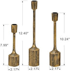 Cast Iron Taper Candle Holder Set, Antique Gold Finish, Rustic Style, Set of 2 (Antique Gold) - Image 2