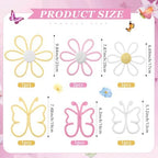 Wesiti 9 Pcs Boho Nursery Decor 3 Size Daisy Flower and Butterflies Woven Macrame Wall Hanging for Home Nursery Bedroom Dorm Wall Art (Bright Color) - Image 2
