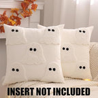 Halloween Throw Pillow Covers 20x20 Set of 2 White Ghost - Image 2
