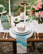 Turquoise Coastal Cloth Napkins Set of 8, Holiday Napkins for Baby Shower, Spring Summer Ocean Beach Nautical Sea Wave Washable Reusable Dinner Napkins for Cocktail Wedding Party, 20 x 20 Inch - Image 4