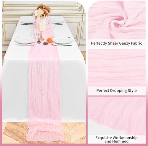 24 Pack Light Pink 10Ft Cheesecloth Table Runner - Image 3