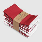 FINGERCRAFT Lace Cloth Napkins, 100% Cotton, 12 Pack, 20x20 Inch, Tango Red - Image 2