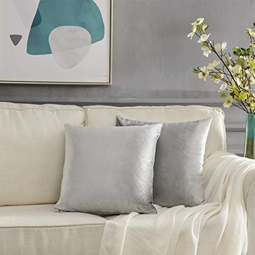 GIGIZAZA Décor Throw Couch Pillow Covers,Sofa Cushion Grey Pillow Covers,20 x 20 Pillow Velvet Cushion Covers (20x20inch(50x50cm)-4pcs, Silver Grey) - Image 2