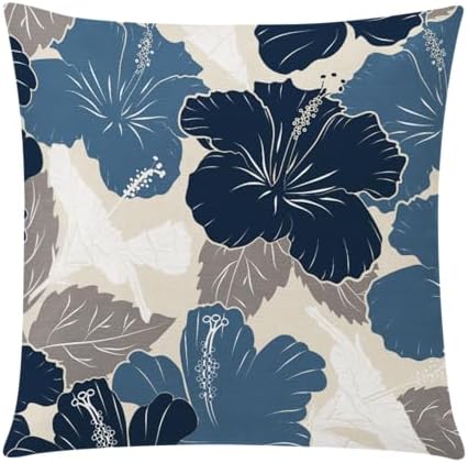 COMMINY Blue Beige Linen Pillow Covers 20x20 Set 6 Farmhouse Throw Cover - Image 7