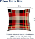 Batmerry Red Blue Abstract Plaid Throw Pillow Covers, Tartan Plaids Traditional Beige Decorative Pillow Covers Digital Printing Blended for Couch Sofa Bed Invisible Zipper 24X24 in(Set of 2) - Image 5