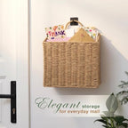 84ECO Set of 2 Woven Paper Rope Hanging Baskets for Organizing, Front Door, Mail, Flowers - Image 2