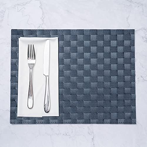 Restaurantware Rectangle Navy Blue Woven Placemat, 16 x 12 in, 6 Pack - Image 3