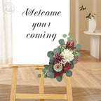 Odouzy Artificial Wedding Arch Flowers for Wedding Sign,Set of 2 for Welcome Ceremony Sign,Faux Floral Swags, Banquet and Reception Backdrop Floral Decoration (White Red) - Image 4