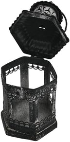 Set of 2 Black Distressed Metal Lanterns, Vintage Farmhouse Decorative Wind Lights, Rustic Hanging Candle Holders Lantern for Christmas, Mantel, Tabletop - Image 7
