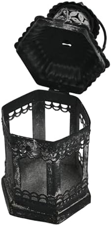 Set of 2 Black Distressed Metal Lanterns, Vintage Farmhouse Decorative Wind Lights, Rustic Hanging Candle Holders Lantern for Christmas, Mantel, Tabletop - Image 7