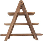 3 Tier Serving Tray, Solid Wood Space Saving Farmhouse Tiered Tray, Cupcake Display Stand with Strong Load Bearing for Party Christmas Birthday Wedding Dessert Table - Image 5